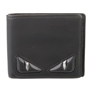 NEW Fendi Monster Eyes Motif Black Leather Bifold Wallet